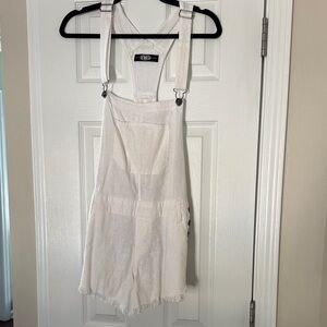 Rewash Cream Linen Blend Overalls